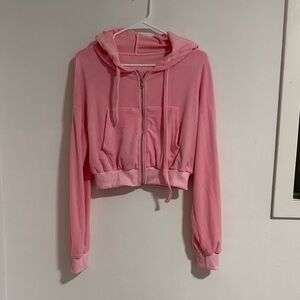 Pink Cropped Hoodie